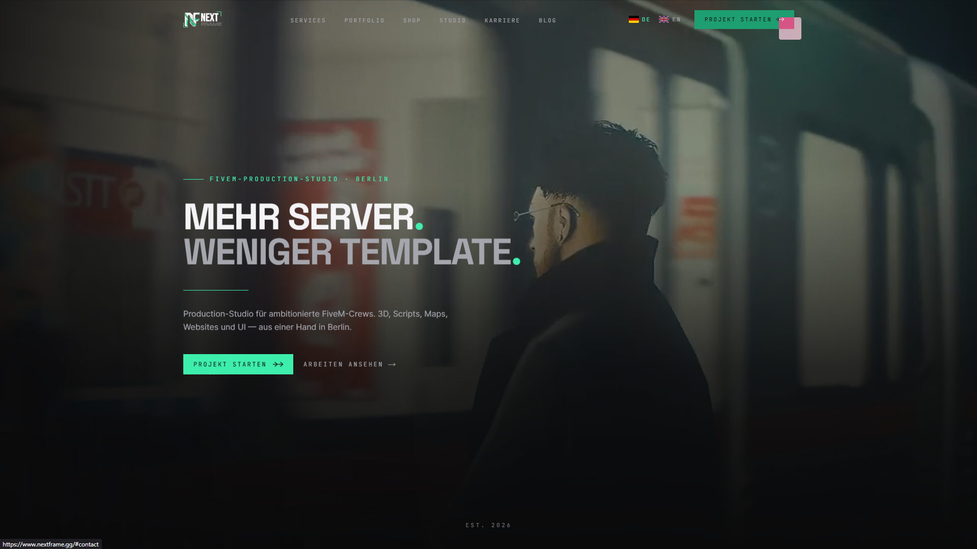 NextFrame studio website built by oxince